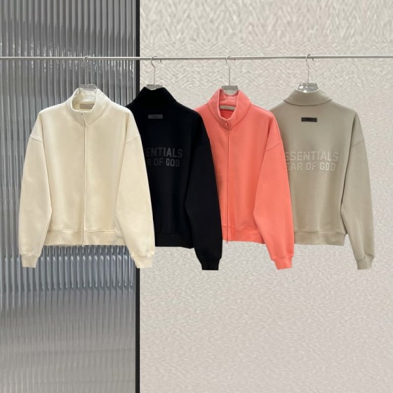 Fear of God Essentials Tone-on-Tone Back Logo Full-Zip Mock Neck Jacket